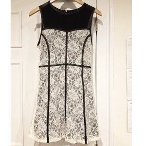 Black & Off-White Lace Panelled Dress
